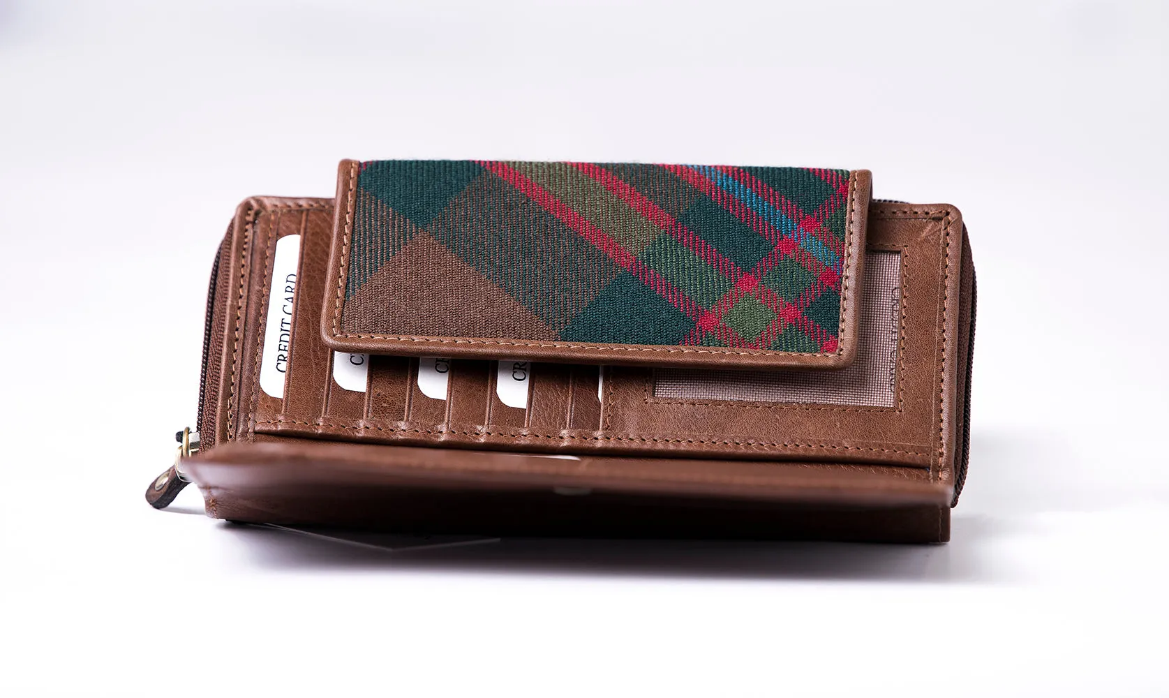 Tartan & Leather Organiser Purse