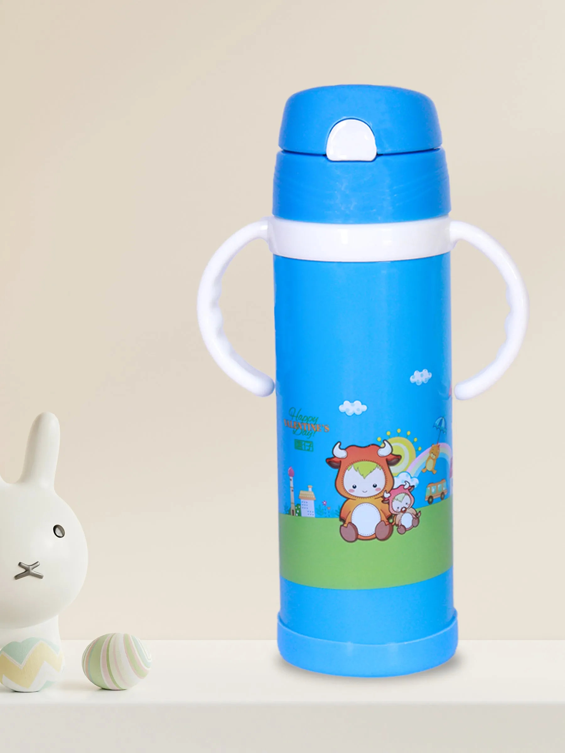 THE LITTLE LOOKERS Stainless Steel Sipper Bottle for Kids/Sipper Bottle with Straw/Travelling Water Bottle for Kids with Straw - 450ml