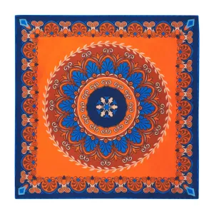 The Renaissance Orange and Blue Silk Pocket Square