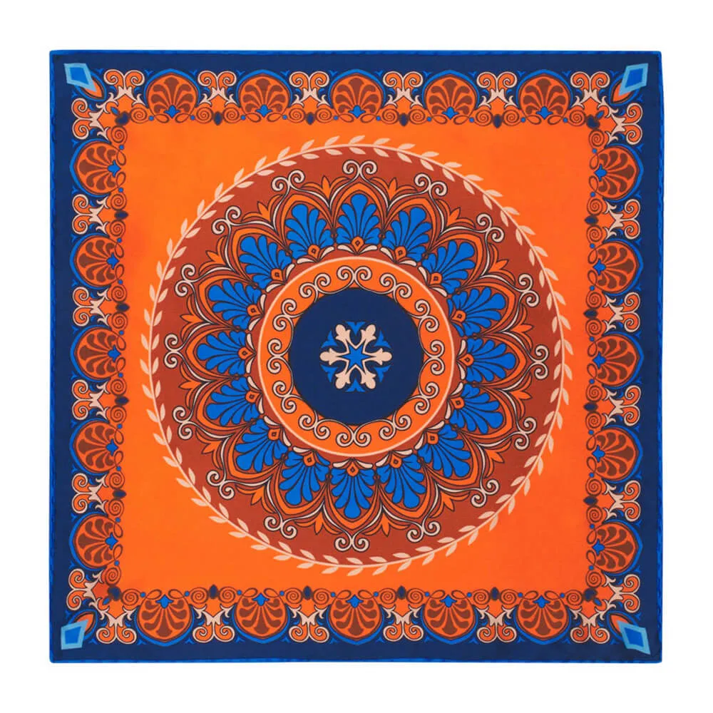 The Renaissance Orange and Blue Silk Pocket Square