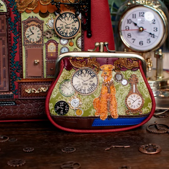 Tick Tock Clock Shop Clipper Coin Purse