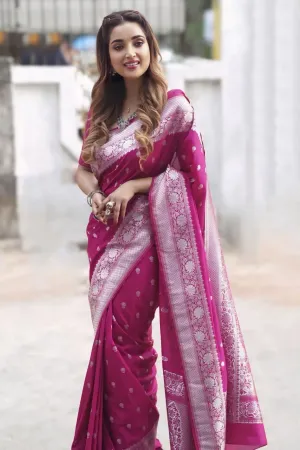 TRADITIONAL WITH MODERN FRENCH SILK PINK SAREE