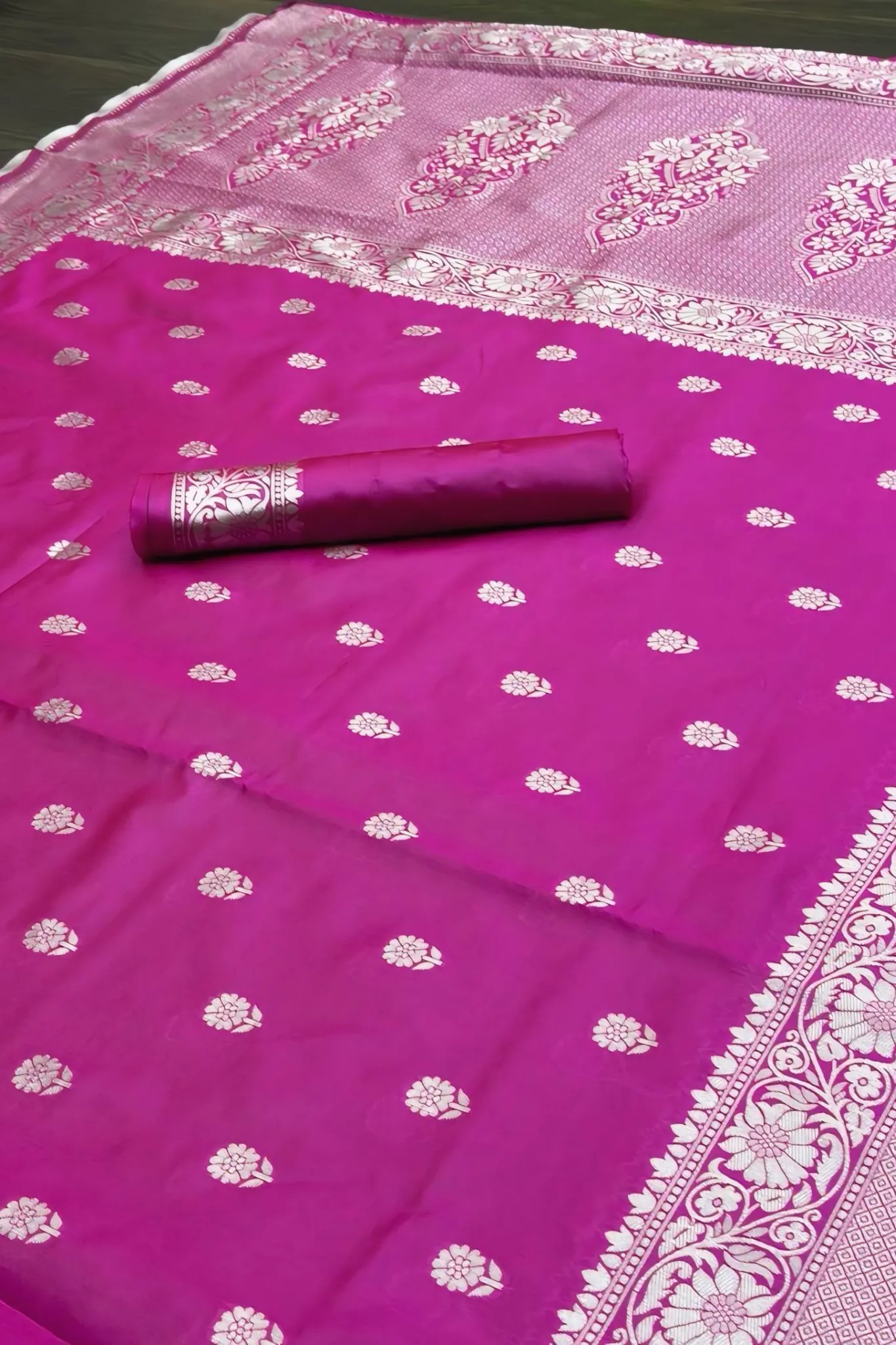 TRADITIONAL WITH MODERN FRENCH SILK PINK SAREE