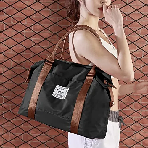 Travel Duffel Bag, Sports Tote Gym Bag, Shoulder Weekender Overnight Bag for Women