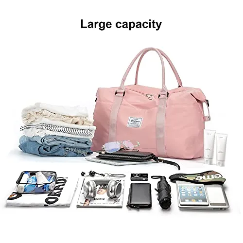 Travel Duffel Bag, Sports Tote Gym Bag, Shoulder Weekender Overnight Bag for Women