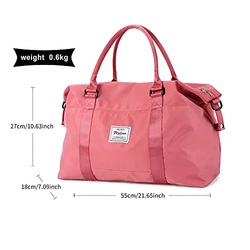 Travel Duffel Bag, Sports Tote Gym Bag, Shoulder Weekender Overnight Bag for Women