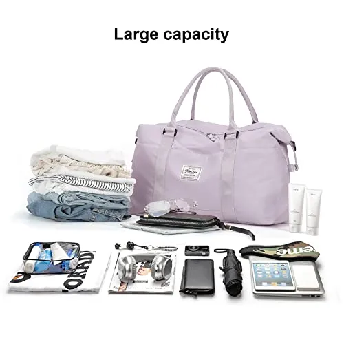 Travel Duffel Bag, Sports Tote Gym Bag, Shoulder Weekender Overnight Bag for Women