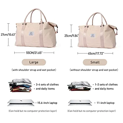 Travel Duffel Bag, Sports Tote Gym Bag, Shoulder Weekender Overnight Bag for Women