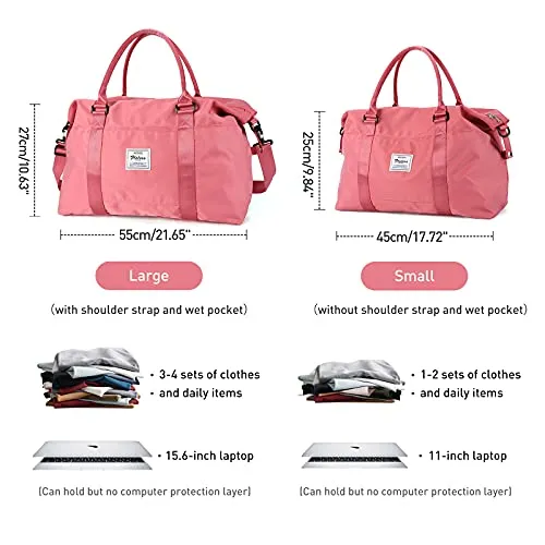 Travel Duffel Bag, Sports Tote Gym Bag, Shoulder Weekender Overnight Bag for Women