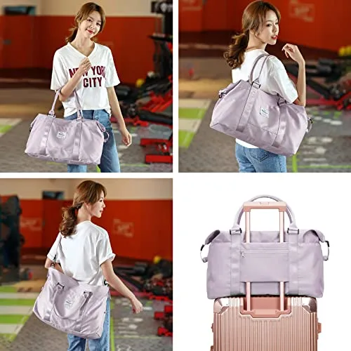 Travel Duffel Bag, Sports Tote Gym Bag, Shoulder Weekender Overnight Bag for Women