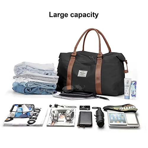 Travel Duffel Bag, Sports Tote Gym Bag, Shoulder Weekender Overnight Bag for Women