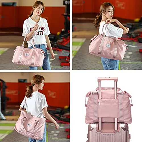 Travel Duffel Bag, Sports Tote Gym Bag, Shoulder Weekender Overnight Bag for Women