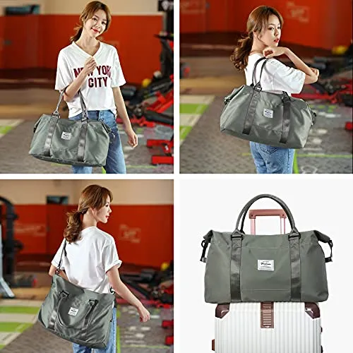 Travel Duffel Bag, Sports Tote Gym Bag, Shoulder Weekender Overnight Bag for Women