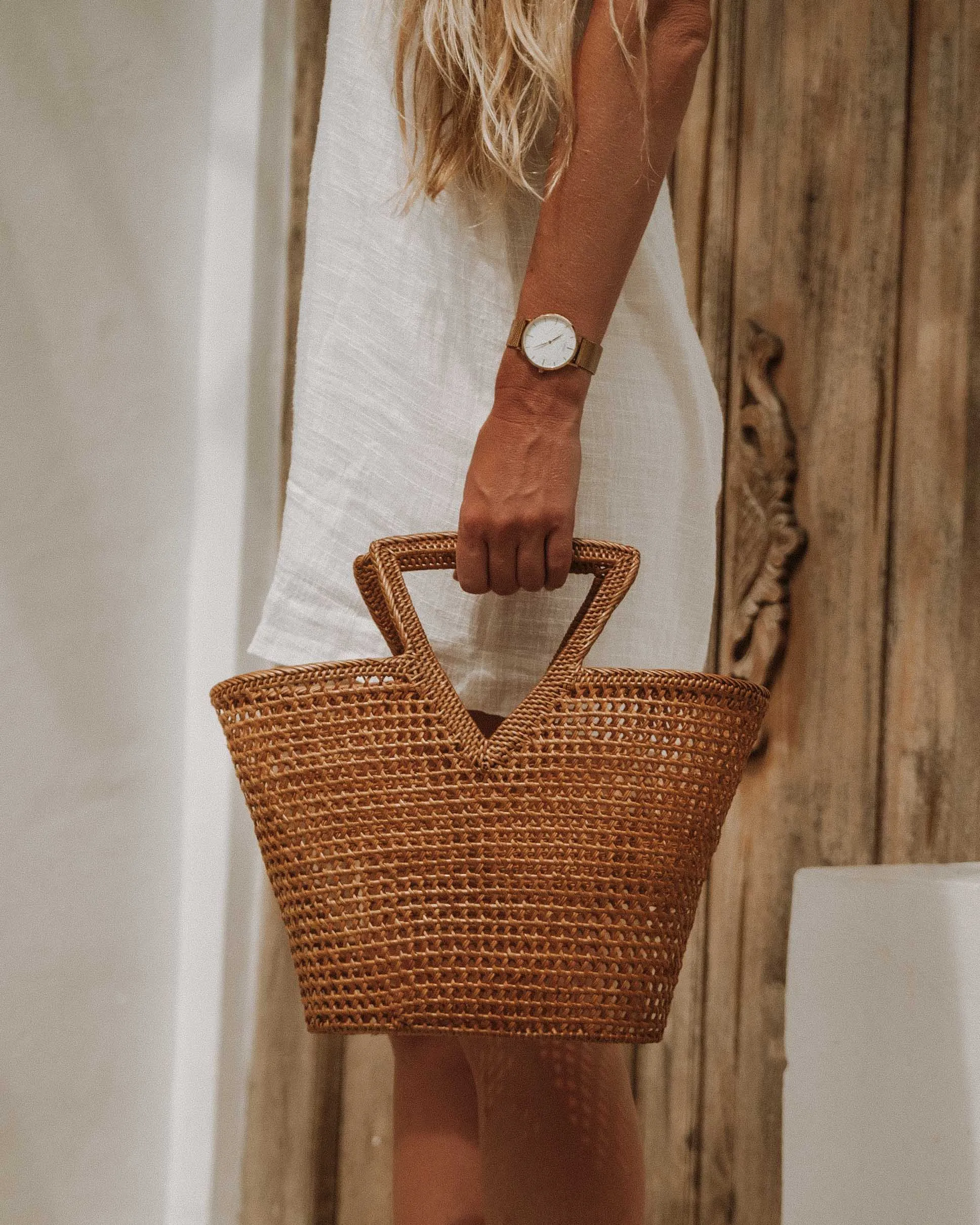 Triangle Rattan Handbag