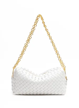 Trousse Chain Woven Leather White