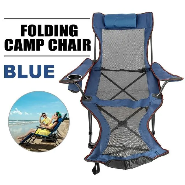 VEVOR Reclining Folding Camping Chair with Footrest Portable Nap Chair for Outdoor Camping Fishing Foldable Beach Lounge Chair