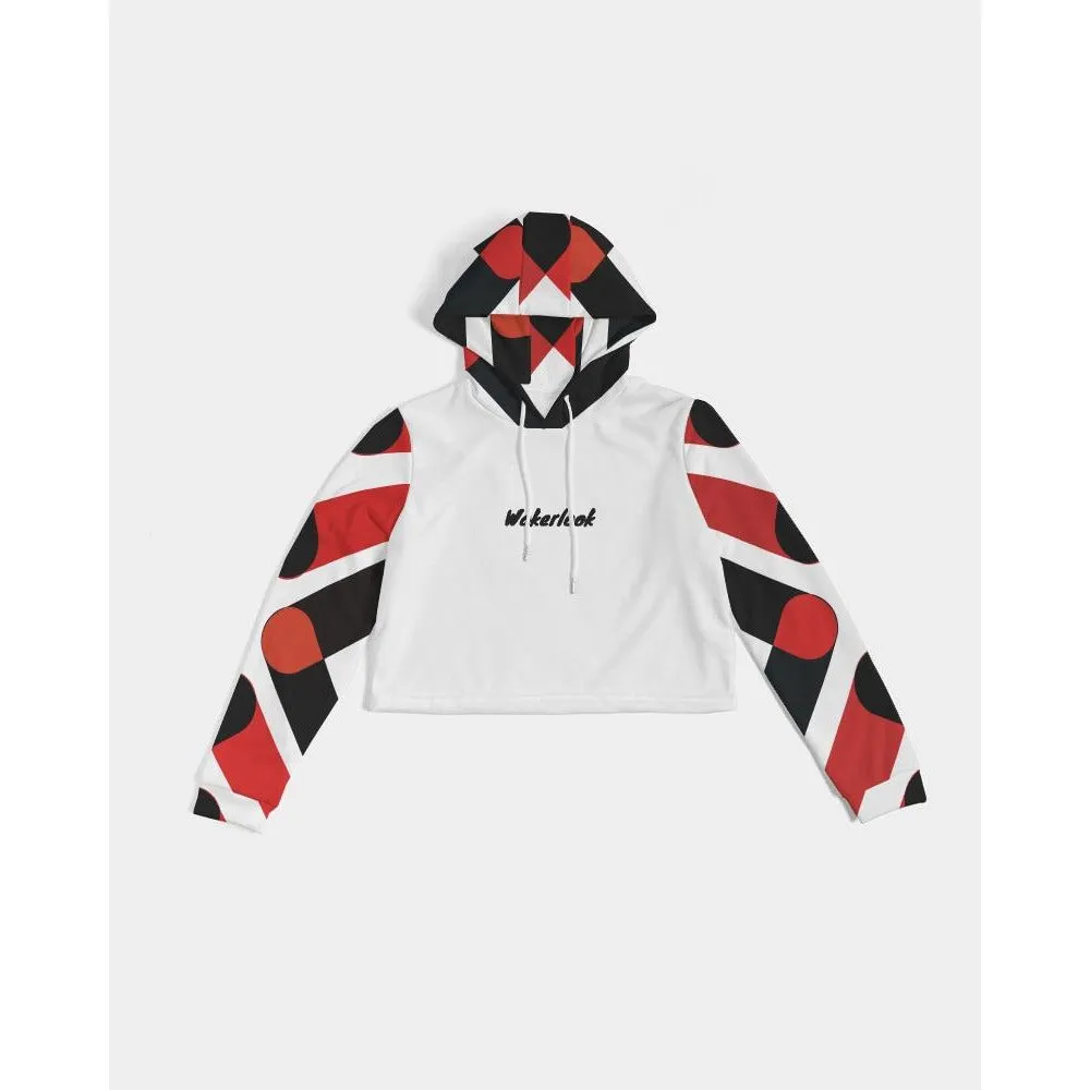 Wakerlook Red and Black Women's Cropped Hoodie