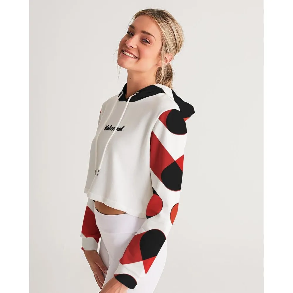 Wakerlook Red and Black Women's Cropped Hoodie