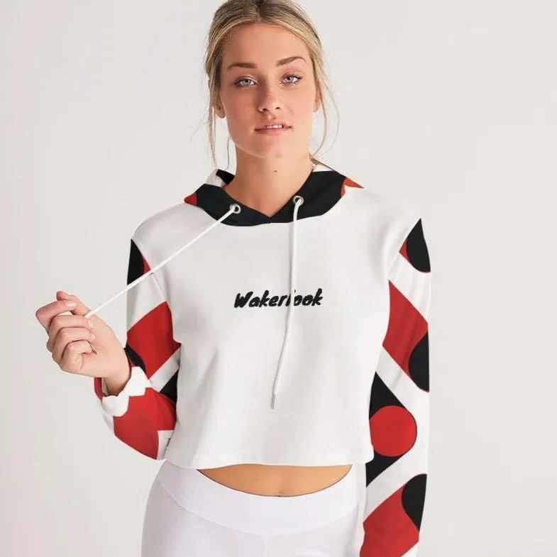 Wakerlook Red and Black Women's Cropped Hoodie