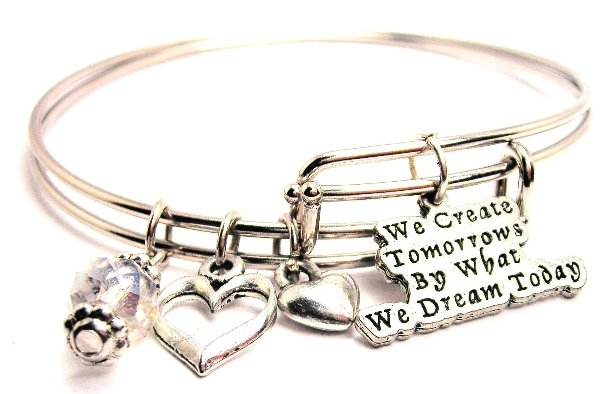 We Create Tomorrows By What We Dream Today Expandable Bangle Bracelet Set