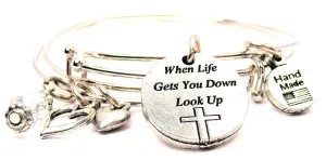 When Life Gets You Down Look Up Expandable Bangle Bracelet Set