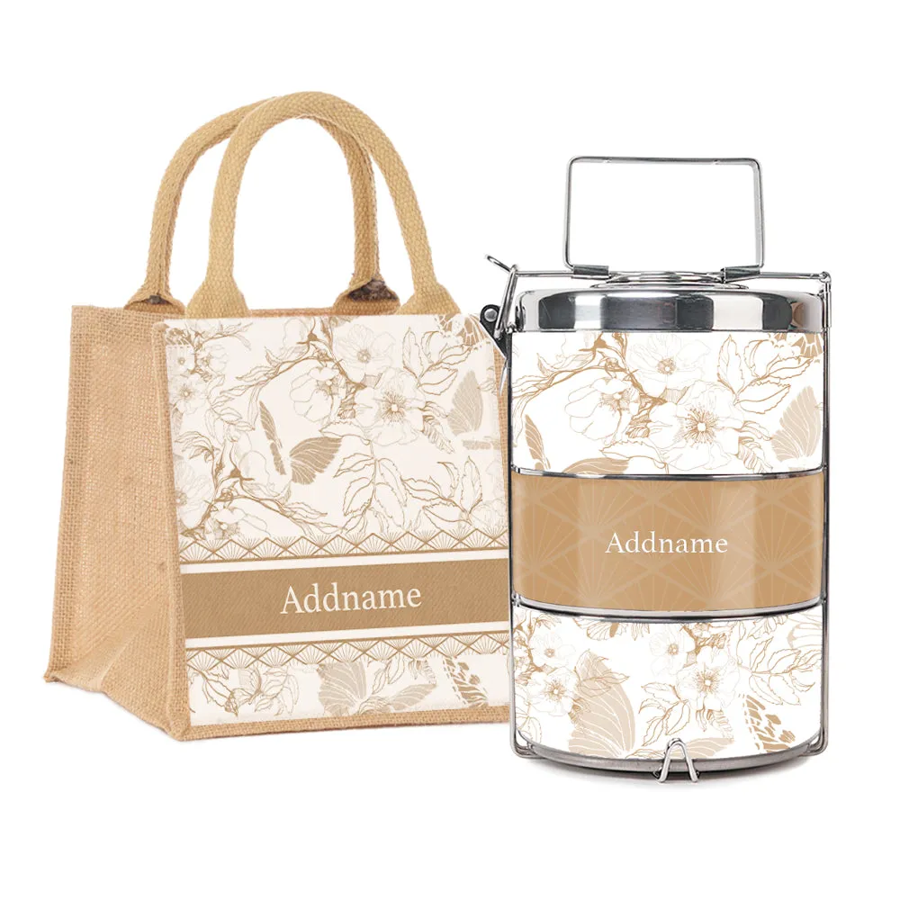 Wild Rose Artline Series 3-Tier Premium Small 11.5cm Tiffin Carrier [FREE Custom Add Name]