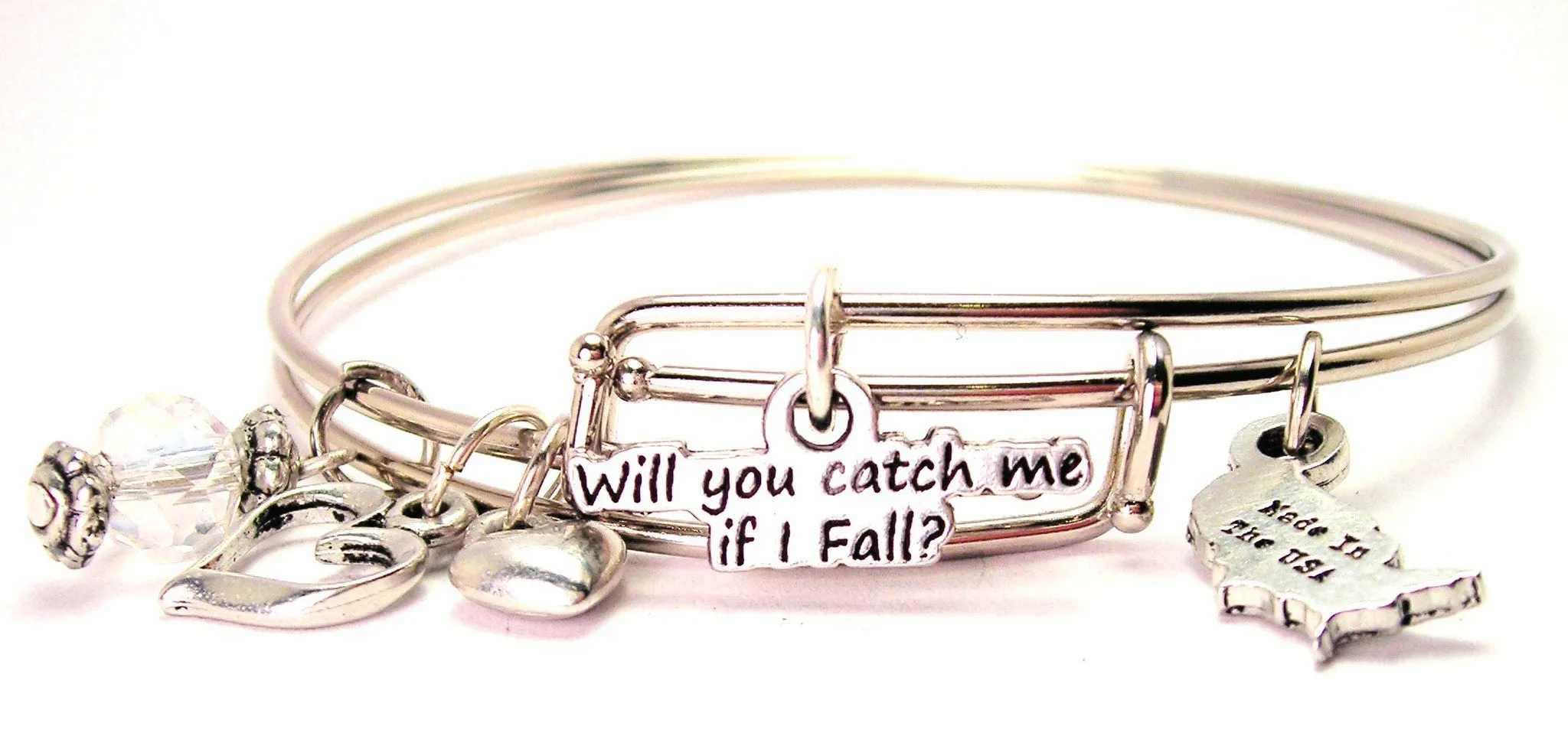 Will You Catch Me If I Fall Expandable Bangle Bracelet Set