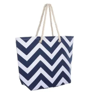 Womens Chevron Canvas Beach Shoulder Bag Shopping Tote (Slight Seconds)