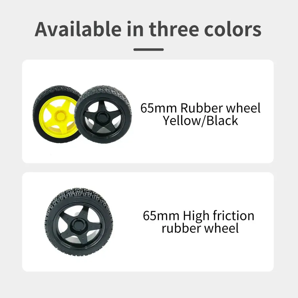 Yahboom 65mm Rubber Wheel Tire Compatible with TT Motor for Smart Car--Yellow