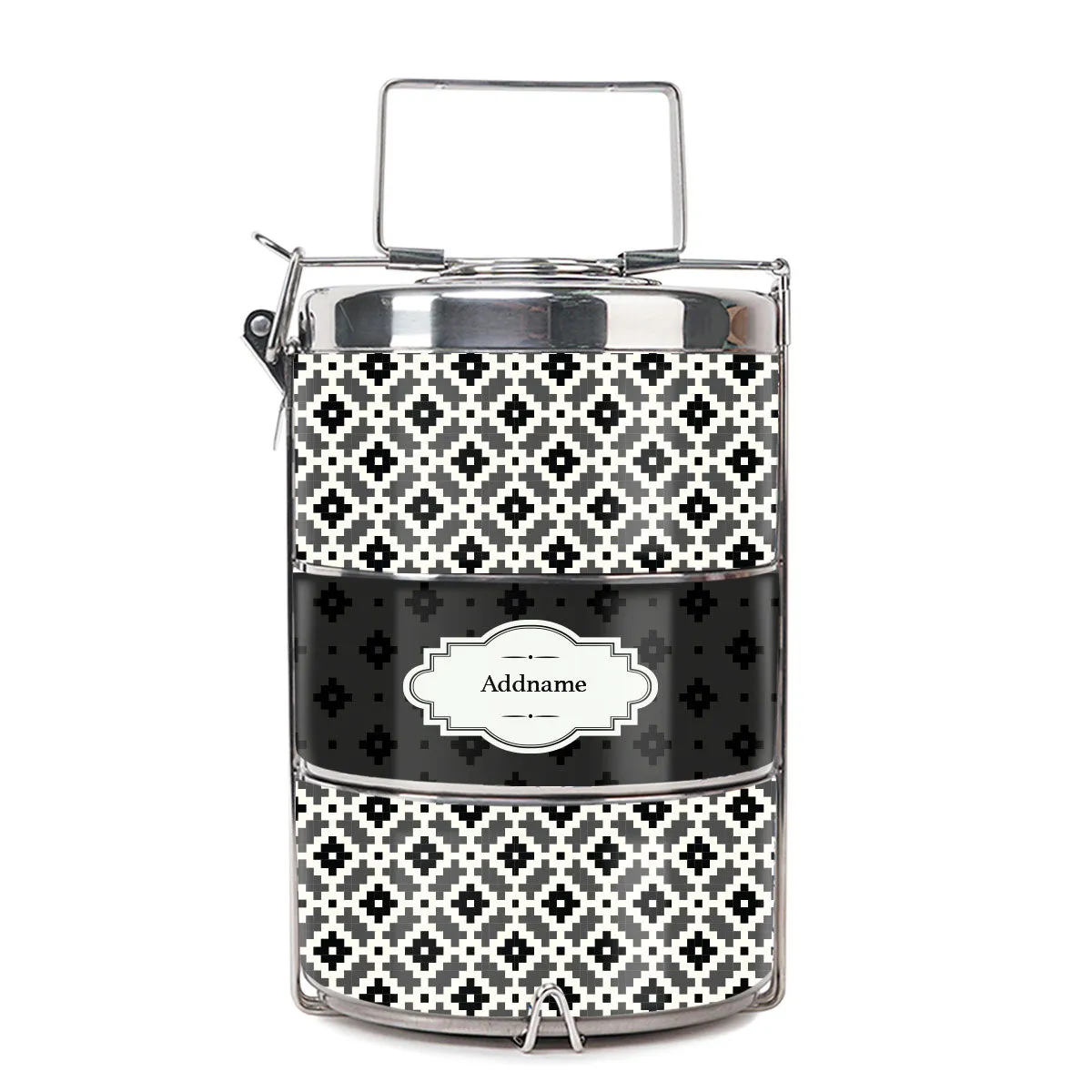 Zellige Moroccan & Mosaic Series 3-Tier Premium Small 11.5cm Tiffin Carrier [FREE Custom Add Name]