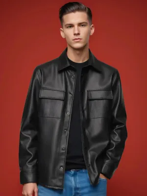 ZR Double Pocket Black Leather Jacket